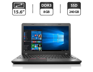 БУ Ноутбук Lenovo ThinkPad E550 / 15.6&quot; (1366x768) TN / Intel Core i3-5005U (2 (4) ядра по 2.0 GHz) / 8 GB DDR3 / 240 GB SSD / Intel HD Graphics 4400 / WebCam / HDMI / Windows 10 Pro из Европы в Днепре
