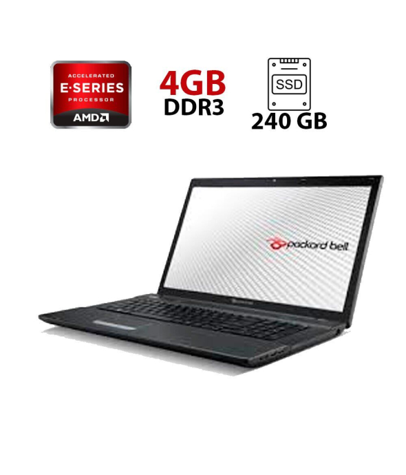 Ноутбук Б-класс Packard Bell LK11BZ / 17.3&quot; (1600x900) TN / AMD E-300 (2 ядра по 1.3 GHz) / 4 GB DDR3 / 240 GB SSD / AMD Radeon HD 6310 Graphics / WebCam - 1