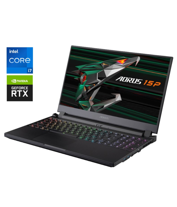 Игровой ноутбук Gigabyte Aorus 15P / 15.6&quot; (1920x1080) IPS / Intel Core i7-11800H (8 (16) ядер по 2.3 - 4.6 GHz) / 32 GB DDR4 / 1000 GB SSD / nVidia GeForce RTX 3080, 8 GB GDDR6, 256-bit / WebCam - 1