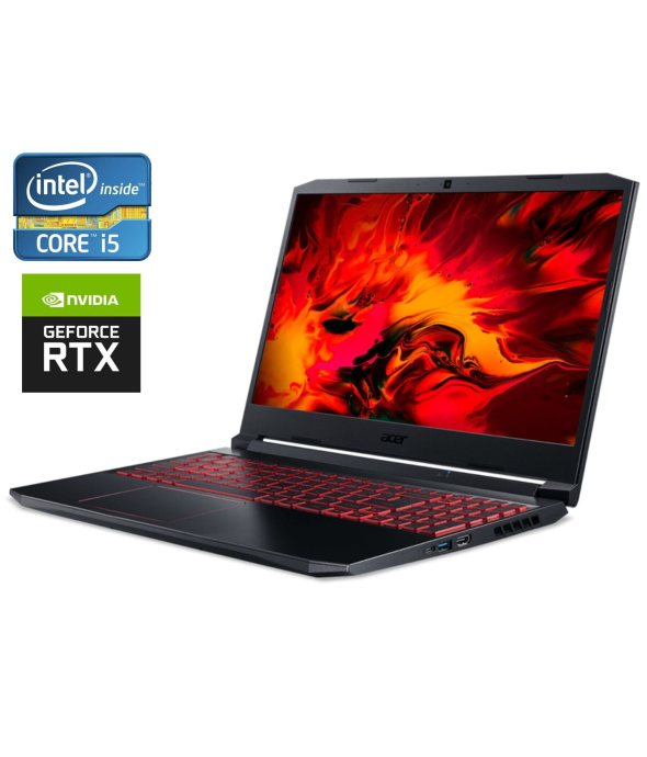 Игровой ноутбук Acer Nitro 5 AN515-55 / 15.6&quot; (1920x1080) IPS / Intel Core i5-10300H (4 (8) ядра по 2.5 - 4.5 GHz) / 16 GB DDR4 / 512 GB SSD / nVidia GeForce GTX 1650 Ti, 4 GB GDDR6, 128-bit / WebCam / Win 11 Home - 1