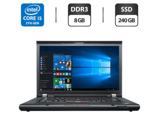 БУ Ноутбук Lenovo ThinkPad T530 / 15.6&quot; (1600x900) TN / Intel Core i5-3320M (2 (4) ядра по 2.6 - 3.3 GHz) / 8 GB DDR3 / 240 GB SSD / Intel HD Graphics 4000 / WebCam / DVD-ROM / VGA из Европы в Днепре