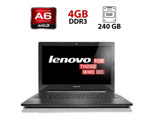 БУ Ноутбук Lenovo G50-45 / 15.6&quot; (1366x768) TN / AMD A6-6310 (4 ядра по 1.8 - 2.4 GHz) / 4 GB DDR3 / 240 GB SSD / AMD Radeon R4 Graphics / WebCam из Европы в Днепре