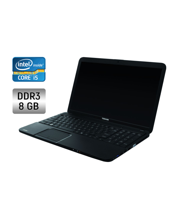 Ноутбук Toshiba Satellite C850 / 15.6&quot; (1366x768) TN / Intel Core i5-3210M (2 (4) ядра по 2.5 - 3.1 GHz) / 8 GB DDR3 / 256 GB SSD / Intel HD Graphics 4000 / WebCam / DVD-RW - 1