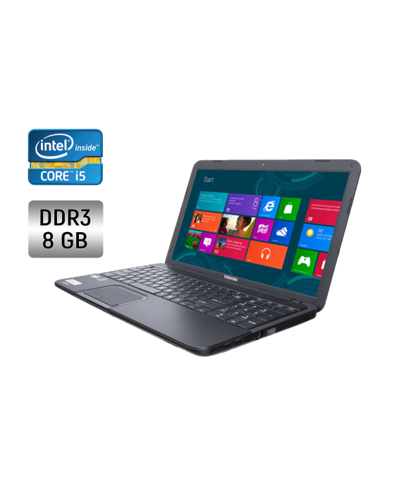 Ноутбук Toshiba Satellite C855 / 15.6&quot; (1366x768) TN / Intel Core i5-3230M (2 (4) ядра по 2.6 - 3.2 GHz) / 8 GB DDR3 / 256 GB SSD / Intel HD Graphics 3000 / WebCam / DVD-ROM - 1