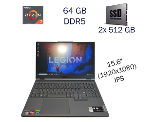 БУ Игровой ноутбук Lenovo Legion 5-15ARH7H / 15.6&quot; (1920x1080) IPS / AMD Ryzen 7 6800H (8 (16) ядер по 3.2 - 4.7 GHz) / 64 GB DDR5 / 2x 512 GB SSD / nVidia GeForce RTX 3060, 6 GB GDDR6, 192-bit / WebCam / Windows 11 Home из Европы в Дніпрі
