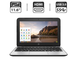 БУ Нетбук Б-класс HP ChromeBook 11 G5 EE / 11.6&quot; (1366x768) SVA / Intel Celeron N3060 (2 ядра по 1.6 - 2.48 GHz) / 4 GB DDR3 / 16 GB eMMC / Intel HD Graphics / WebCam / HDMI / Chrome OS из Европы в Днепре