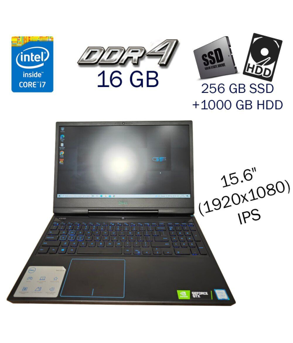 Игровой ноутбук Б-класс Dell G5 15 5590 / 15.6&quot; (1920x1080) IPS / Intel Core i7-9750H (6 (12) ядер по 2.6 - 4.5 GHz) / 16 GB DDR4 / 256 GB SSD+1000 GB HDD / nVidia GeForce GTX 1660 Ti, 6 GB GDDR6, 192-bit / WebCam - 1