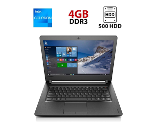 БУ Ноутбук Lenovo Ideapad 110-14IBR / 14&quot; (1366x768) TN / Intel Celeron N3060 (2 (дра по 1.6 - 2.48 GHz) / 4 GB DDR3 / 500 GB HDD / Intel HD Graphics 400 / WebCam из Европы в Дніпрі
