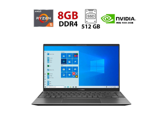БУ Игровой ноутбук Asus ZenBook 14 Q408UG / 14&quot; (1920x1080) IPS / AMD Ryzen 5 5500U (6 (12) ядер по 2.1 - 4.0 GHz) / 8 GB DDR4 / 512 GB SSD / nVidia GeForce MX450, 2 GB GDDR5, 64-bit / WebCam из Европы в Днепре