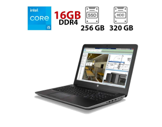 БУ Ноутбук HP ZBook 15 G4 / 15.6&quot; (1920x1080) TN / Intel Core i5-7440HQ (4 ядра по 2.8 - 3.8 GHz) / 16 GB DDR4 / 256 GB SSD + 320 GB HDD / Intel HD Graphics 630 / WebCam из Европы