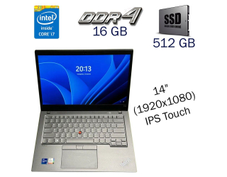 БУ Ультрабук Lenovo Thinkpad T14s / 14&quot; (1920x1080) IPS Touch / Intel Core i7-1165G7 (4 (8) ядра по 2.8 - 4.7 GHz) / 16 GB DDR4 / 512 GB SSD / Intel Iris Xe Graphics / WebCam / Windows 11 Pro Lic из Европы в Днепре