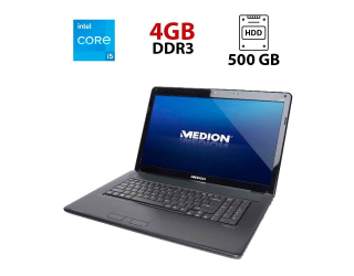 БУ Ноутбук Medion Akoya E7214 / 17.3&quot; (1600x900) TN / Intel Core i5-430M (2 (4) ядра по 2.26 - 2.53 GHz) / 4 GB DDR3 / 500 GB HDD / Intel HD Graphics / WebCam / АКБ не держит из Европы в Дніпрі