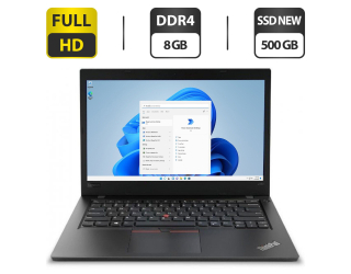 БУ Ультрабук Б-класс Lenovo ThinkPad L480 / 14&quot; (1920x1080) IPS / Intel Core i7-8550U (4 (8) ядра по 1.8 - 4.0 GHz) / 8 GB DDR4 / 500 GB SSD NEW / Intel UHD Graphics 620 / WebCam / HDMI / Windows 11 Pro из Европы в Днепре