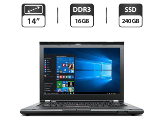 БУ Ноутбук Lenovo ThinkPad T430 / 14&quot; (1600x900) TN / Intel Core i7-3520M (2 (4) ядра по 2.9 - 3.6 GHz) / 16 GB DDR3 / 240 GB SSD / Intel HD Graphics 4000 / VGA из Европы в Днепре
