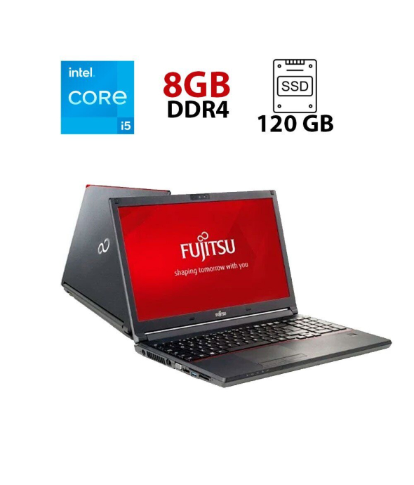 Ноутбук Fujitsu LifeBook E556 / 15.6&quot; (11366x768) TN / Intel Core i5-6200U (2 (4) ядра по 2.3 - 2.8 GHz) / 8 GB DDR4 / 120 GB SSD / Intel HD Graphics 520 / No WebCam / DisplayPort / DVD-RW - 1