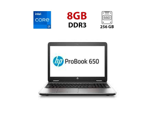 БУ Ноутбук HP ProBook 650 G1 / 15.6&quot; (1920x1080) TN / Intel Core i7-4800MQ (4 (8) ядра по 2.7 - 3.7 GHz) / 16 GB DDR3 / 240 GB SSD / Intel HD Graphics 4600 / WebCam из Европы в Дніпрі
