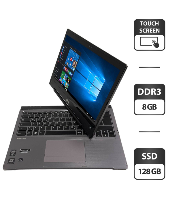 Ноутбук-трансформер Б-класс Fujitsu LifeBook T935 / 13.5&quot; (1920x1080) IPS Touch / Intel Core i7-5600U (2 (4) ядра по 2.6 - 3.2 GHz) / 8 GB DDR3 / 128 GB SSD / Intel HD Graphics 5500 / WebCam / HDMI / Windows 10 Pro / Без АКБ - 1