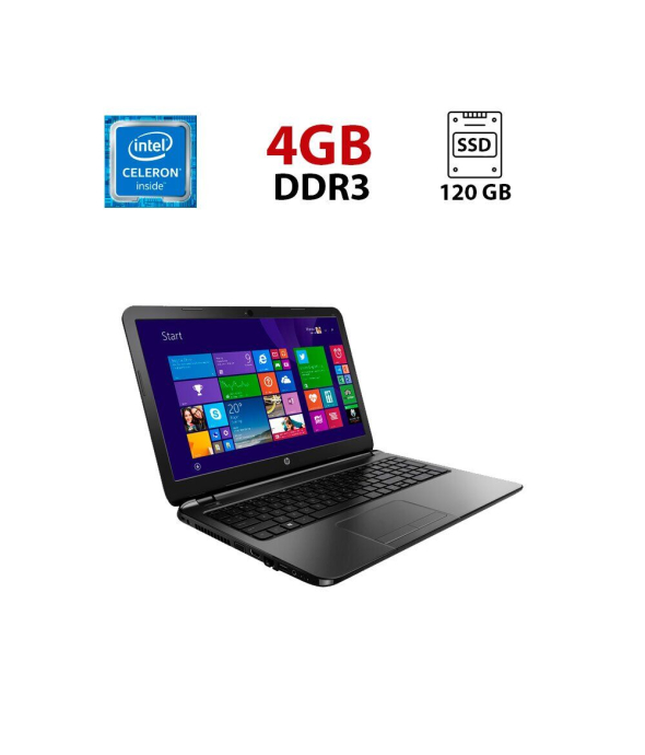 Ноутбук HP 250 G3 / 15.6&quot; (1366x768) TN / Intel Celeron N2840 (2 ядра по 2.16 - 2.58 GHz) / 4 GB DDR3 / 120 GB SSD / Intel HD Graphics / WebCam - 1