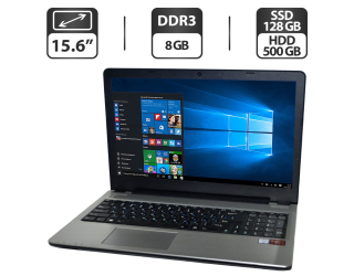 БУ Ноутбук Pegatron D15S PlaidBook / 15.6&quot; (1366x768) TN / Intel Core i5-6200U (2 (4) ядра по 2.3 - 2.8 GHz) / 8 GB DDR3 / 128 GB SSD M.2 + 500 GB HDD / Intel HD Graphics 520 / WebCam / VGA из Европы в Днепре