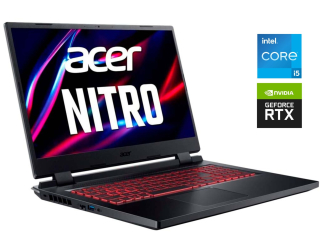БУ Игровой ноутбук Acer Nitro 5 AN517-55 / 17.3&quot; (1920x1080) IPS / Intel Core i5-12500H (12 (16) ядер по 2.5 - 4.5 GHz) / 16 GB DDR4 / 512 GB SSD / nVidia GeForce RTX 3050, 4 GB GDDR5, 128-bit / WebCam / Win 11 Home из Европы в Дніпрі