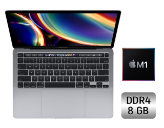 БУ Ультрабук Apple MacBook Air 13 (2020) / 13.3&quot; (2560x1600) IPS / Apple M1 (8 ядер по 3.2 GHz) / 8 GB DDR4 / 256 GB SSD / Apple M1 Graphics / WebCam / True Tone / Touch ID / Space Gray из Европы в Дніпрі
