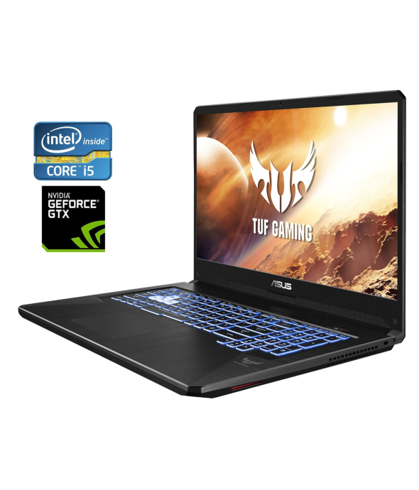 Игровой ноутбук Asus TUF Gaming FX705G / 17.3&quot; (1920x1080) IPS / Intel Core i5-8300H (4 (8) ядра по 2.3 - 4.0 GHz) / 16 GB DDR4 / 512 GB SSD M.2 / nVidia GeForce GTX 1060, 6 GB GDDR5, 192-bit / WebCam / Win 11 - 1