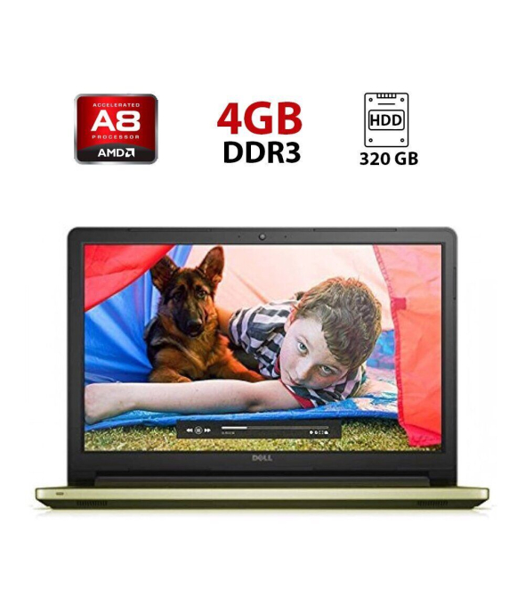 Ноутбук Б-класс Dell Inspiron 15-5755 / 17.3&quot; (1600x900) TN / AMD A8-7410 (4 ядра по 2.2 - 2.5 GHz) / 4 GB DDR3 / 320 GB HDD / AMD Radeon R5 Graphics / WebCam - 1