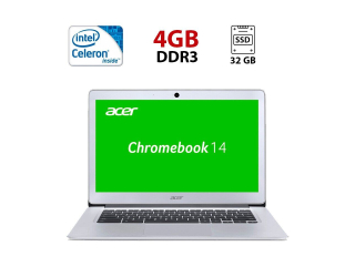 БУ Ультрабук Acer ChromeBook CB3-431 / 14&quot; (1920x1080) TN / Intel Celeron N3160 (4 ядра по 1.6 - 2.24 GHz) / 4 GB DDR3 / 32 GB eMMC / Intel HD Graphics 400 / WebCam / ChromeOS из Европы в Днепре