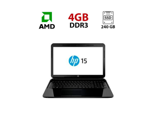 БУ Ноутбук HP 15-g073ng / 15.6&quot; (1366x768) TN / AMD A8-6410 (4 ядра по 2.0 - 2.4 GHz) / 4 GB DDR3 / 240 GB SSD / AMD Radeon R5 Graphics / WebCam из Европы