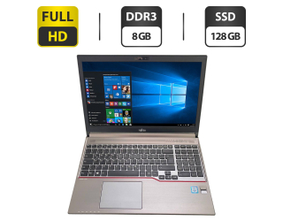 БУ Ноутбук Б-класс Fujitsu LifeBook E756 / 15.6'' (1920x1080) IPS / Intel Core i5-6300U (2 (4) ядра по 2.4 - 3.0 GHz) / 8 GB DDR3 / 128 GB SSD / Intel HD Graphics 520 / WebCam / DVD-ROM / DisplayPort из Европы в Дніпрі