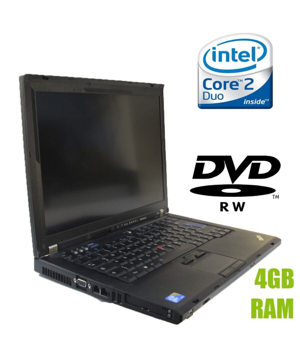 Ноутбук Б-класс Lenovo ThinkPad T400 / 14&quot; (1440x900) TN / Intel Core 2 Duo P8600 (2 ядра по 2.4 GHz) / 4 GB DDR3 / 320 GB HDD / Intel GMA 4500 Graphics / NoWebCam - 1
