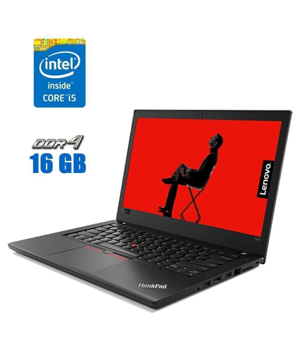 Ультрабук Lenovo ThinkPad T480s / 14&quot; (1920x1080) IPS / Intel Core i5-8350U (4 (8) ядра по 1.7 - 3.6 GHz) / 16 GB DDR4 / 512 GB SSD / Intel UHD Graphics 620 / WebCam - 1