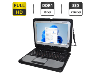 БУ Защищенный нетбук-трансформер Б-класс Panasonic ToughBook CF-20 MK2 / 10.1&quot; (1920x1200) IPS Touch / Intel Core m5-6Y57 (2 (4) ядра по 1.1 - 2.8 GHz) / 8 GB DDR3 / 256 GB SSD / Intel HD Graphics 615 / WebCam 2 MP + 8 MP / Windows 11 Pro + Стилус из Европы в Дніпрі