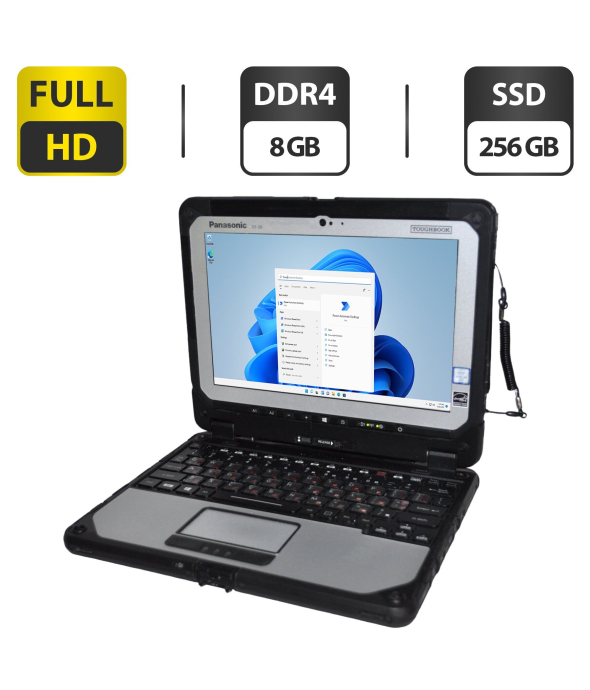 Защищенный нетбук-трансформер Б-класс Panasonic ToughBook CF-20 MK2 / 10.1&quot; (1920x1200) IPS Touch / Intel Core m5-6Y57 (2 (4) ядра по 1.1 - 2.8 GHz) / 8 GB DDR3 / 256 GB SSD / Intel HD Graphics 615 / WebCam 2 MP + 8 MP / Windows 11 Pro + Стилус - 1