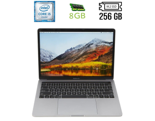 БУ Ноутбук Б-класс Apple MacBook Pro A1989 (2018) / 13.3&quot; (2560x1600) IPS / Intel Core i5-8259U (4 (8) ядра по 2.3 - 3.8 GHz) / 8 GB DDR3 / 256 GB SSD M.2 / Intel Iris Plus Graphics 655 / WebCam из Европы в Дніпрі