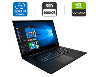БУ Игровой ноутбук Lenovo ThinkPad P1 2nd Gen (20QT003KRT) / 15.6&quot; (3840x2160) OLED Touch / Intel Core i9-9880H (8 (16) ядер по 2.3 - 4.8 GHz) / 64 GB DDR4 / 1000 GB SSD / nVidia Quadro T2000, 4 GB GDDR4, 128-bit / WebCam / Два АКБ / Windows 10 Pro из Европы в Дніпрі