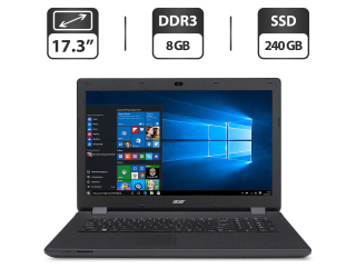 БУ Ноутбук Б-класс Acer Aspire ES1-711 / 17.3&quot; (1600x900) TN / Intel Pentium N3540 (4 ядра по 2.16 - 2.66 GHz) / 8 GB DDR3 NEW / 240 GB SSD / Intel HD Graphics / WebCam / DVD-ROM + Беспроводная мышка из Европы в Дніпрі