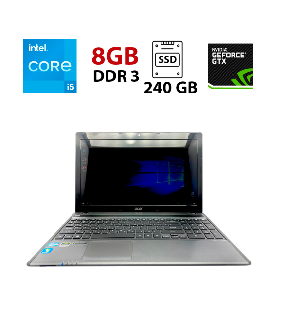Ноутбук Acer Aspire 5755G / 15.6&quot; (1366x768) TN / Intel Core i5-2450M (2 (4) ядра по 2.5 - 3.1 GHz) / 8 GB DDR3 / 240 GB SSD / nVidia GeForce GT 630M, 1 GB GDDR5, 128-bit / WebCam - 1