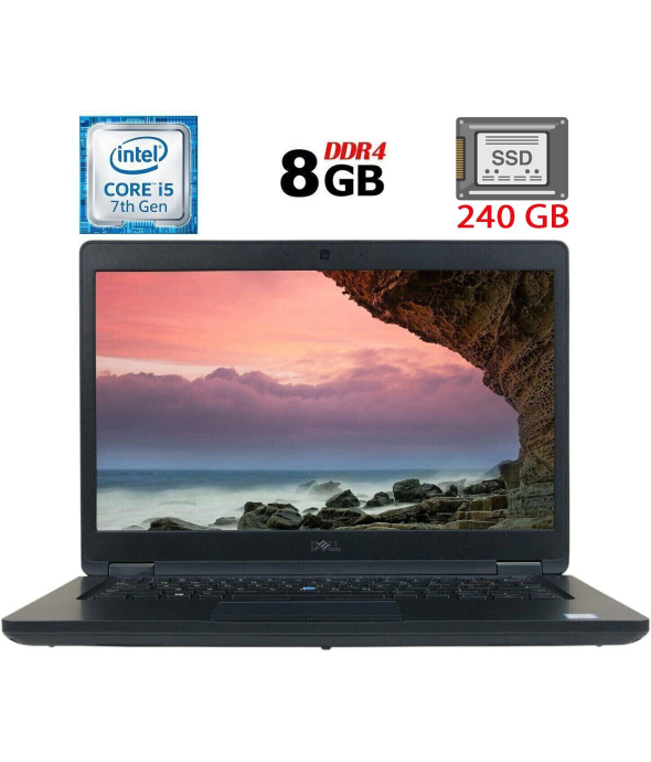 Ноутбук Б-класс Dell Latitude 5490 / 14&quot; (1920x1080) IPS / Intel Core i5-7300U (2 (4) ядра по 2.6 - 3.5 GHz) / 8 GB DDR4 / 240 GB SSD M.2 / Intel HD Graphics 620 / WebCam / USB 3.1 / HDMI / Windows 10 лицензия - 1