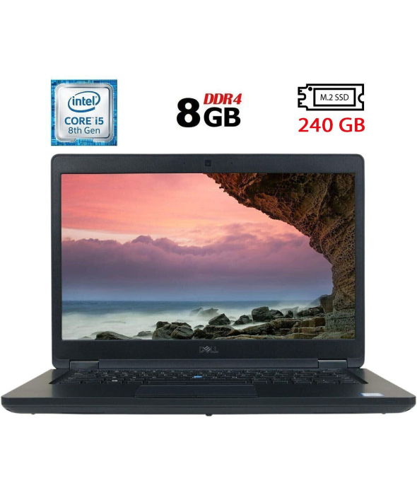 Ноутбук Б-класс Dell Latitude 5490 / 14&quot; (1920x1080) IPS / Intel Core i5-8250U (4 (8) ядра по 1.6 - 3.4 GHz) / 8 GB DDR4 / 240 GB SSD M.2 / Intel UHD Graphics 620 / WebCam / USB 3.1 / HDMI - 1