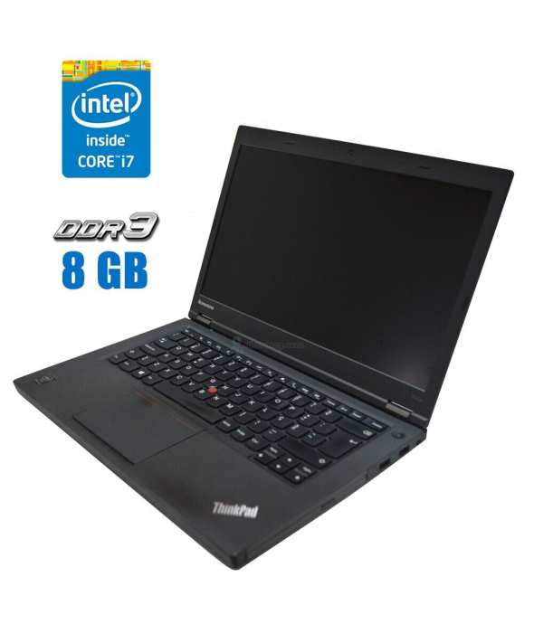 Ноутбук Lenovo ThinkPad T440p / 14&quot; (1366x768) TN / Intel Core i7-4710MQ (4 (8) ядра по 2.5 - 3.5 GHz) / 8 GB DDR3 / 240 GB SSD / Intel HD Graphics 4600 / WebCam / DVD-ROM - 1