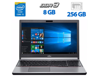 БУ Ноутбук Б-класс Fujitsu Lifebook E756 / 15.6'' (1920x1080) IPS / Intel Core i5-6300U (2 (4) ядра по 2.4 - 3.0 GHz) / 8 GB DDR3 / 256 GB SSD / Intel HD Graphics 520 / DVD-ROM / DisplayPort / Дополнительная АКБ / Windows 10 Pro из Европы в Днепре