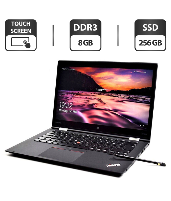 Ноутбук-трансформер Lenovo ThinkPad X1 Yoga G3 / 14&quot; (1920x1080) IPS Touch / Intel Core i5-8350U (4 (8) ядра по 1.7 - 3.6 GHz) / 8 GB DDR3 / 256 GB SSD / Intel UHD Graphics 620 / WebCam / HDMI / Стилус в комплекті / Windows 10 Pro - 1