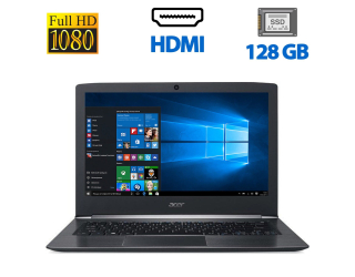 БУ Ноутбук Б-класс Acer Aspire S5-371 / 13.3&quot; (1920x1080) IPS / Intel Core i3-7100U (2 (4) ядра по 2.4 GHz) / 4 GB DDR3 / 128 GB SSD / Intel HD Graphics 520 / WebCam / HDMI из Европы в Днепре