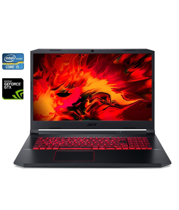 Игровой ноутбук Acer Nitro 5 AN517-51 / 17.3&quot; (1920x1080) IPS / Intel Core i5-9300H (4 (8) ядра по 2.4 - 4.1 GHz) / 32 GB DDR4 / 512 GB SSD / nVidia GeForce GTX 1650, 4 GB GDDR5, 192-bit / WebCam / Win 10 Home - 1
