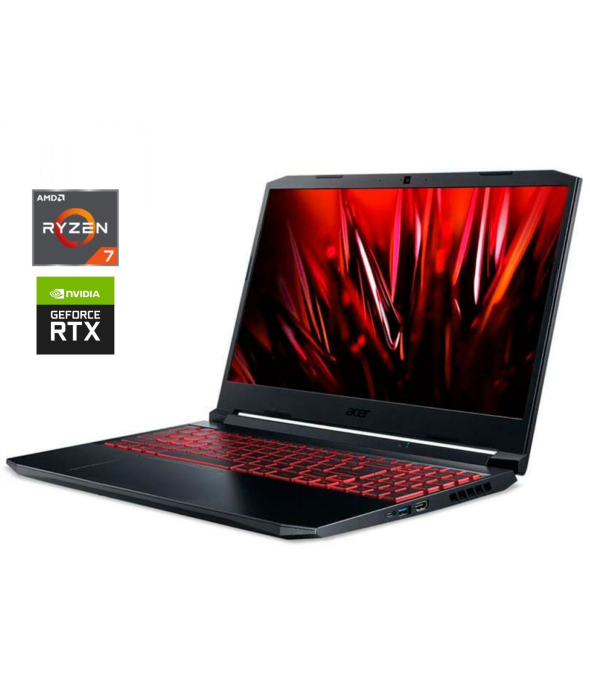 Ігровий ноутбук Acer Nitro 5 AN515-45/ 15.6 &quot; (1920x1080) IPS / AMD Ryzen 7 5800h (8 (16) ядер по 3.2 - 4.4 GHz) / 16 GB DDR4 / 512 GB SSD M. 2 / nVidia GeForce RTX 3060, 6 GB GDDR6, 192-bit / WebCam / Win 11 Home - 1