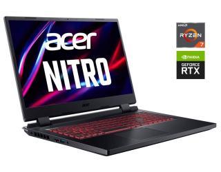 БУ Игровой ноутбук Б-класс Acer Nitro 5 AN517-42 / 17.3&quot; (1920x1080) IPS / AMD Ryzen 7 6800H (8 (16) ядер по 3.2 - 4.7 GHz) / 16 GB DDR4 / 1000 GB SSD / nVidia GeForce RTX 3060, 6 GB GDDR6, 192-bit / WebCam из Европы