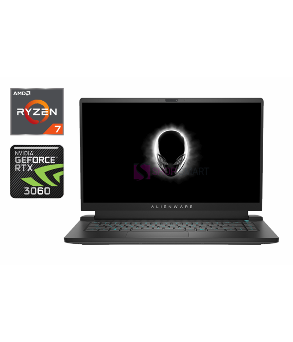 Ігровий ноутбук Dell Alienware M15 R5/ 15.6 &quot; (1920x1080) IPS / AMD Ryzen 7 5800h (8 (16) ядер по 3.2 - 4.4 GHz) / 16 GB DDR4 / 512 GB SSD / nVidia GeForce RTX 3060, 6 GB GDDR6, 192-bit / WebCam / Windows 10 Home - 1