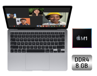 БУ Ультрабук Apple MacBook Air M1 (2020) / 13.3&quot; (2560x1600) IPS / Apple M1 (8 ядер по 3.2 GHz) / 8 GB DDR4 / 256 GB SSD / Apple M1 Graphics / WebCam / True Tone / Touch ID / Space Gray из Европы в Днепре