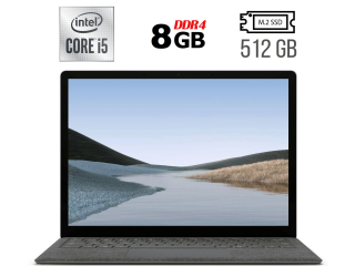 БУ Ультрабук Microsoft Surface Laptop 3 1867 / 13.5&quot; (2256x1504) IPS Touch / Intel Core i5-1035g7 (4 (8) ядра по 1.2 - 3.7 GHz) / 8 GB DDR4 / 512 GB SSD M. 2 / Intel Iris Plus Graphics / WebCam / USB 3.1 из Европы в Дніпрі